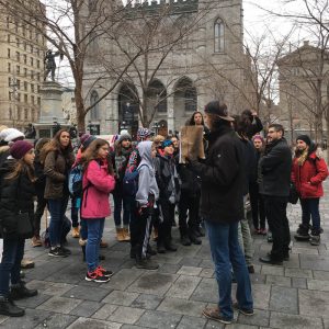les élèves du Collège Laval visite le Vieux-Montréal, histoire du Vieux-Montréal, UQAM accueille les élèves du Collège Laval, l’hôtel de ville de Montréal, la basilique Notre-Dame et le Centre de commerce mondial de Montréal